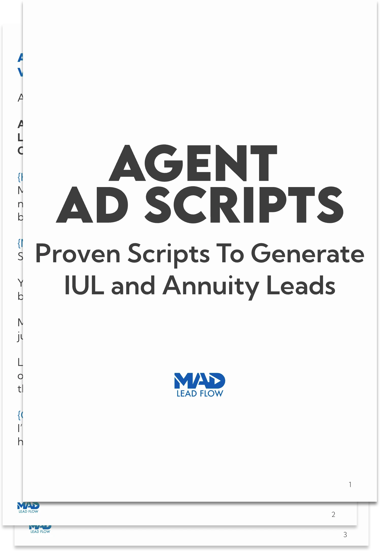 Agent Ad Scripts booklet: proven scripts to generate IUL and annuity leads, by MADLeadFlow