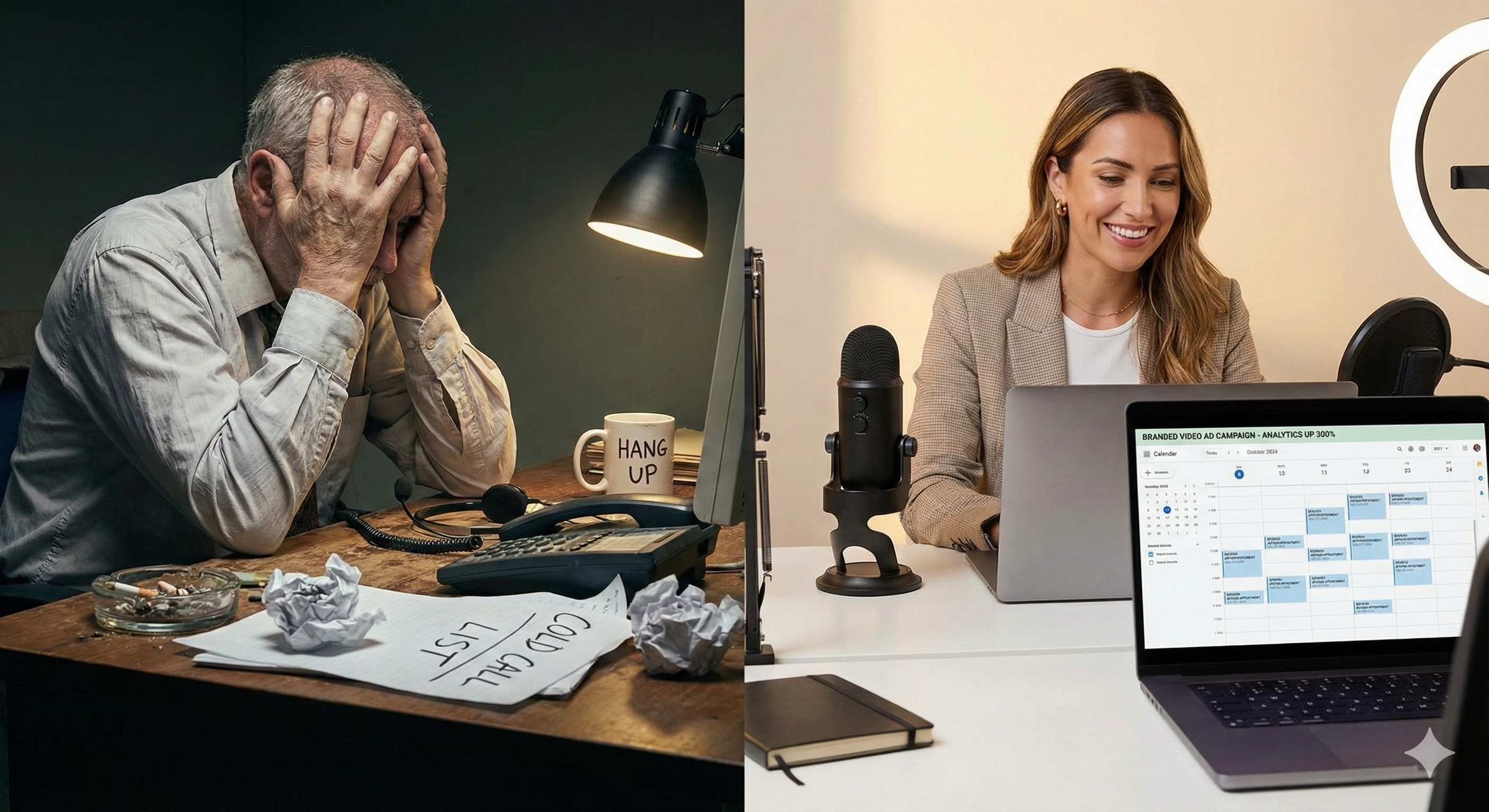 Life insurance agent comparing cold calling vs branded video leads